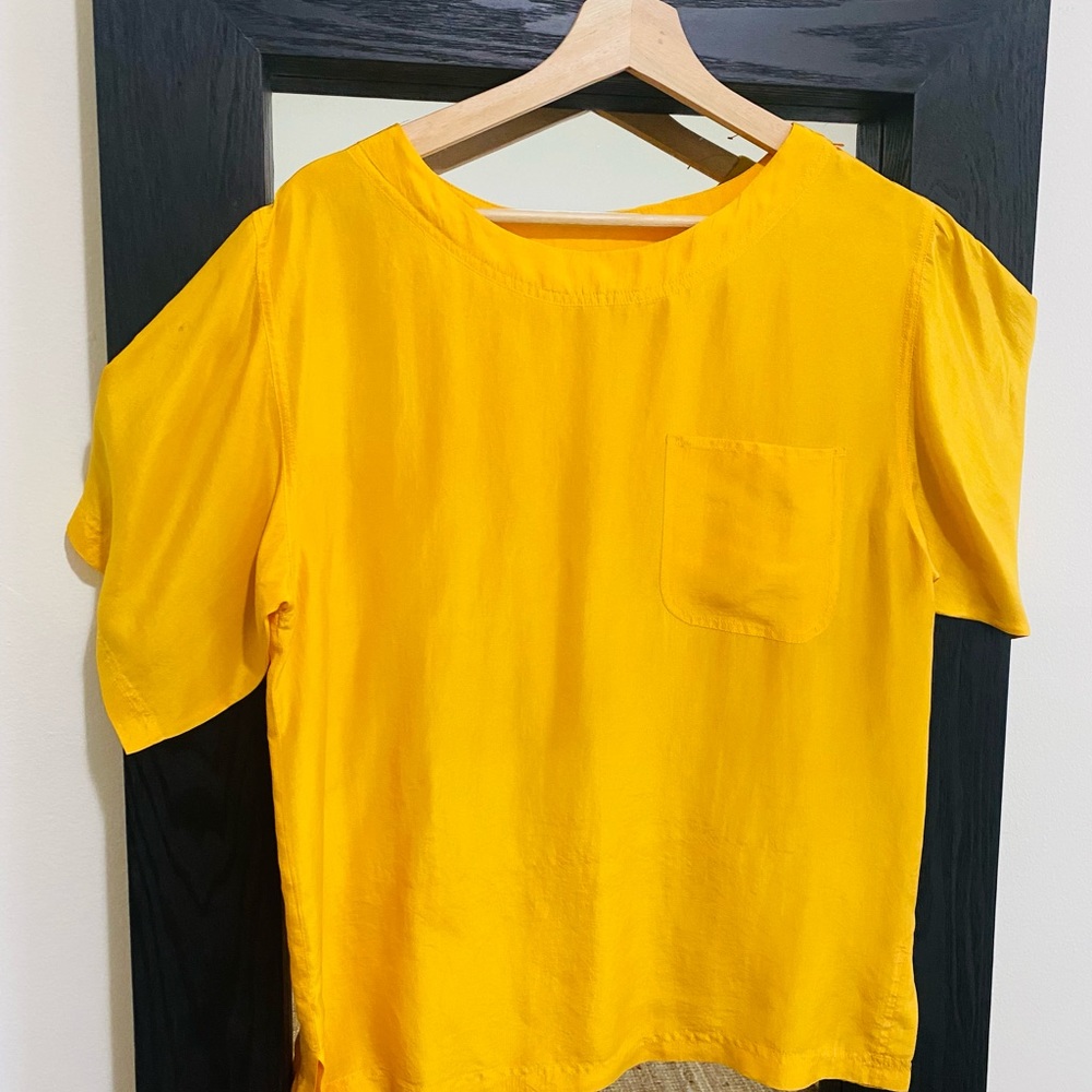 100% silk, bright yellow, Rafaella size small